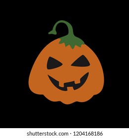 Illustration for Halloween: pumpkin with a carved face. Isolate on black background