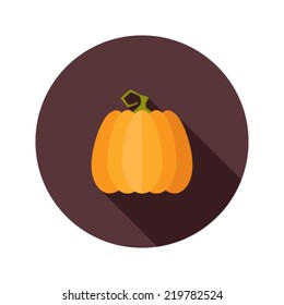 Illustration Of Halloween Pumpkin Flat Circle Icon