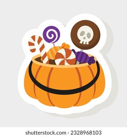 illustration halloween pumpkin sticker icon