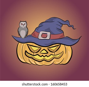 Illustration of Halloween pumpkin.Vector 