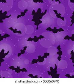 Illustration Halloween Seamless Pattern with Bats and Ghosts, Holiday Decoration - Vector