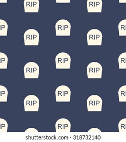 Illustration Halloween Seamless Pattern with Tombstones R.I.P. - Vector
