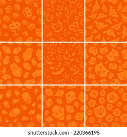 illustration of Halloween with a set of 9 vector seamless background.