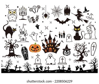 Illustration Halloween Silhouette Collection Vector