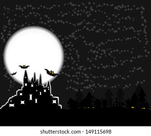 illustration for Halloween. The symbols of this holiday-dark castle, moon, bats and other