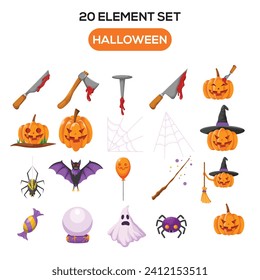 Illustration of halloween theme set elements