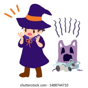 Illustration of halloween trash littering