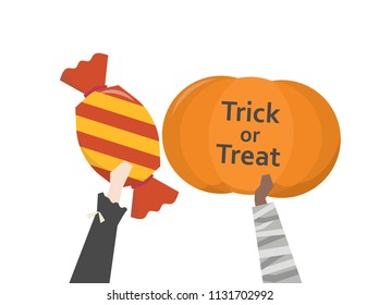 Illustration of Halloween trick or treat