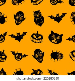 illustration of Halloween vector seamless background.