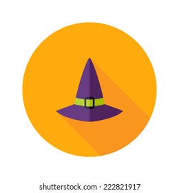 Illustration of Halloween Witch Hat Flat Icon