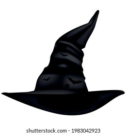 
Ilustración de un sombrero de bruja de Halloween. sombrero mago, cono con forma de sombrero 3d