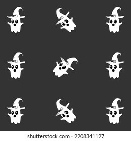 Illustration halloween of a witch's hat.Beautiful realistic holloween Ghost