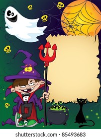 illustration of a Halloween wizard boy