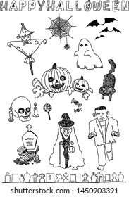 Illustration for Halloween(color, line less, line drawing)