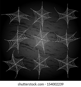 illustration for halloween.white spider's web on a black background.spider web set for halloween.vector