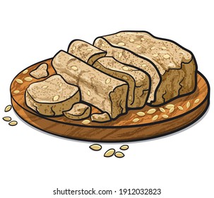 illustration of the halvah broken piece with crumbs