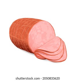 Illustration of ham on white background.