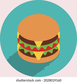 illustration of hamburger with cheese. food and diet