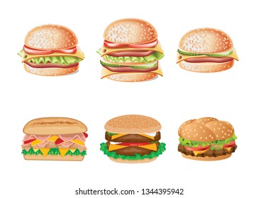 illustration of Hamburger and cheeseburger - Vector