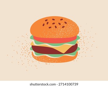 Ilustración de una hamburguesa con una textura granulada