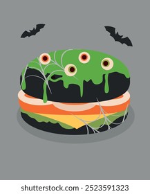 Illustration with Hamburger at Halloween Taste