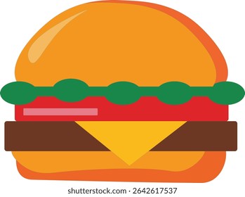 illustration of a hamburger shape, 
beef burger. cheeseburger.
