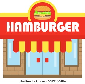 
Illustration of a hamburger shop.