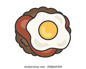 Illustration of a hamburger steak with a fried egg.