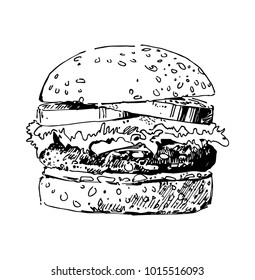 illustration of a hamburger. vector. hand drawn