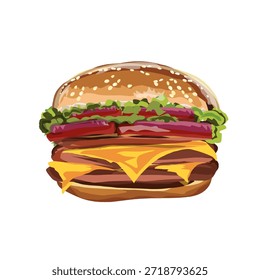 Ilustración de una hamburguesa sin fondo