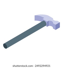 Illustration of a hammer with a grey handle and a purple head