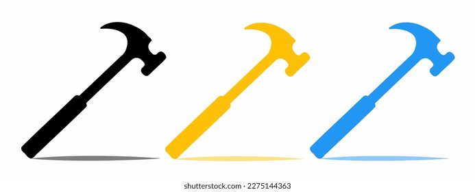 Illustration of hammer icon with shadow. Vector illustration.