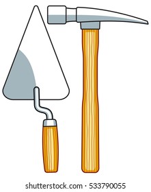 Illustration of the hammer and trowel