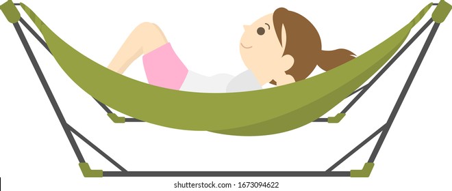 Illustration of hammock.
Illustration of camping equipment.
