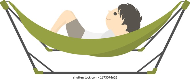 Illustration of hammock.
Illustration of camping equipment.