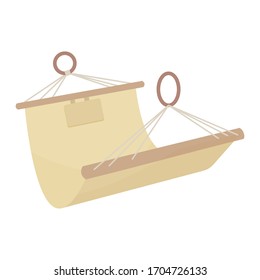 Illustration of hammock in vector design isolated on white background. Graphic stylish Illustration, object for relax, leisure. Comfortable, simple clipart.