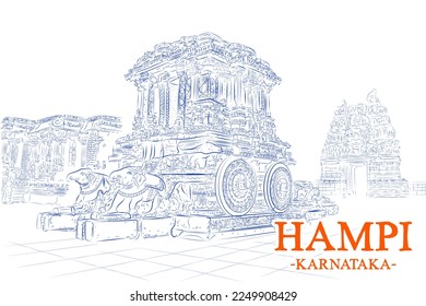 ilustración del templo de Hampi en el distrito de Vijayanagara, Karnataka, India