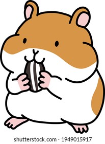 Illustration Of A Hamster Eating Sunflower Seeds