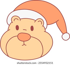  illustration of Hamster wearing Christmas hat Hand drawn