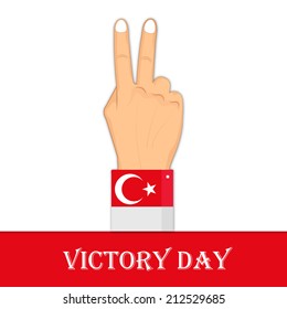 Illustration of Hand abstract design with Turkey Flag for Victory Day
