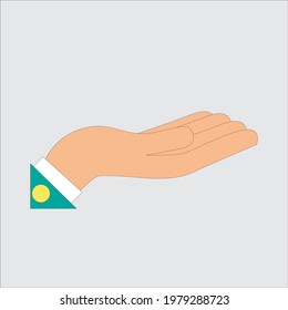 Illustration of a hand asking. Hands open up