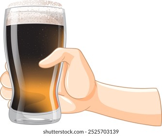 Illustration of a hand with a beer glass