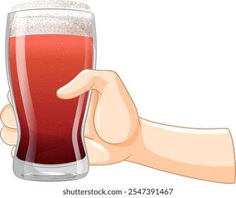 Illustration of a hand with a beer glass