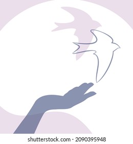 illustration of a hand with a bird