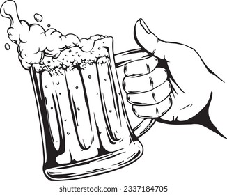 illustration hand cheers with beer