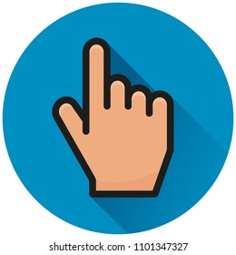 Illustration of hand circle blue flat icon