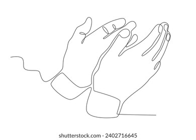 Illustration of a hand clapping. Applause one-line drawing