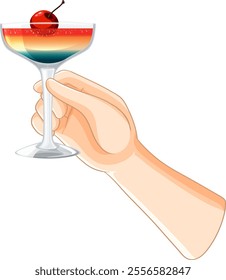 Illustration of a hand with a cocktail glass