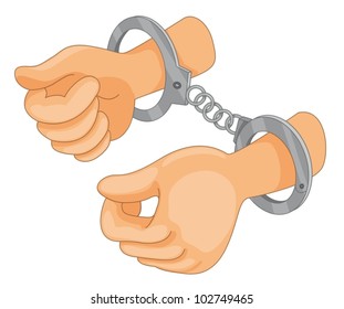 Illustration of hand cuffs with hands