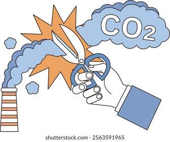Illustration of a hand cutting CO2